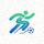 Vsport体育品牌标志，橙蓝双色动感Logo
